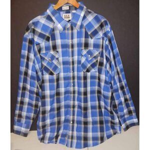 Mens Western Plaid Long Sleeve Shirt. Pearl Snaps, New No Tags. Size 3XLT. Ely C